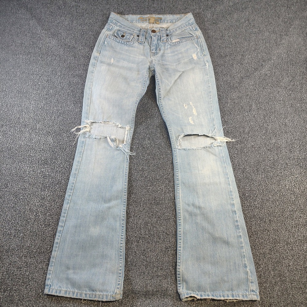 Abercrombie & Fitch Flare Jeans Women 00R Light Blue Distressed Y2K Low Rise